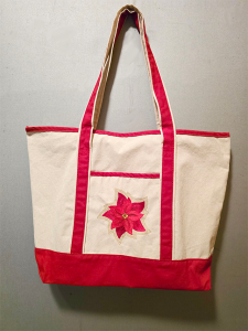Embroidered Tote Bag: Poinsettia
