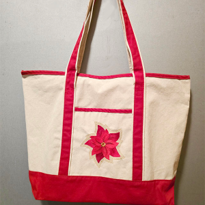 Embroidered Tote Bag: Poinsettia